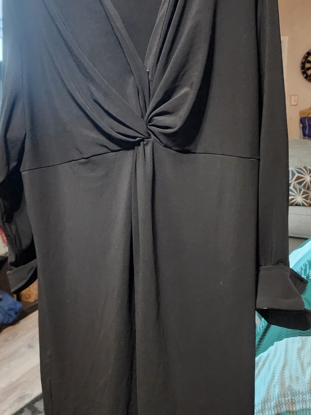 TravelSmith Black Twist-Front Midi Dress Sz 2X